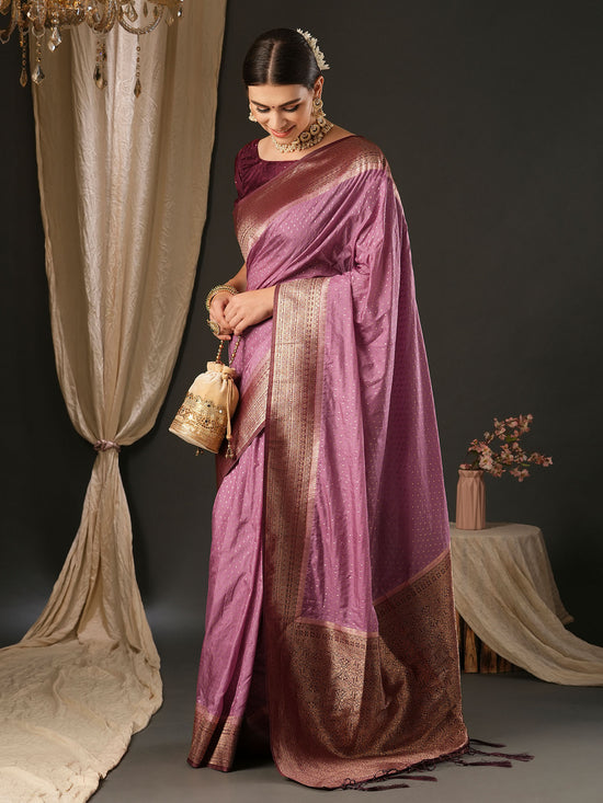 Saree Mall Women's  Blend Magenta Woven Design Designer Saree With Blouse Piece-YARYA302