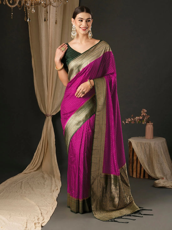 Saree Mall Women's  Blend Pink Woven Design Designer Saree With Blouse Piece-YARYA308