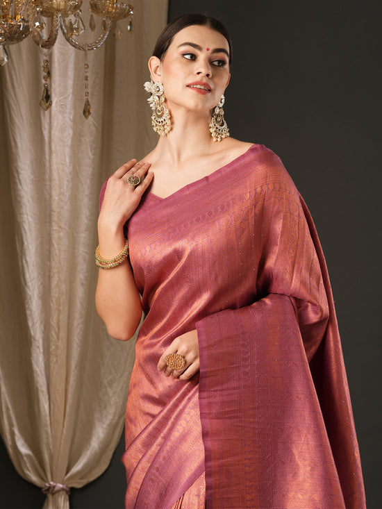 Saree Mall Women's  Blend Mauve Embellished Designer Saree With Blouse Piece-YARYA504