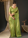 Saree Mall Women's  Blend Light Green Woven Design Designer Saree With Blouse Piece-YARYA603