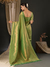 Saree Mall Women's  Blend Green Woven Design Designer Saree With Blouse Piece-YARYA605