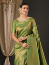 Saree Mall Women's  Blend Green Woven Design Designer Saree With Blouse Piece-YARYA605