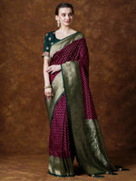 Saree Mall Women's Georgette Burgundy Woven Design Designer Saree With Blouse Piece-YARYAPRM104