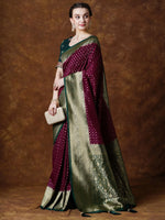 Saree Mall Women's Georgette Burgundy Woven Design Designer Saree With Blouse Piece-YARYAPRM104