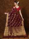 Saree Mall Women's Georgette Burgundy Woven Design Designer Saree With Blouse Piece-YARYAPRM107