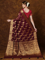 Saree Mall Women's Georgette Burgundy Woven Design Designer Saree With Blouse Piece-YARYAPRM107