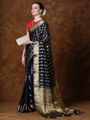 Saree Mall Women's Georgette Navy Blue Woven Design Designer Saree With Blouse Piece-YARYAPRM108