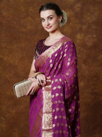 Saree Mall Women's Georgette Mauve Woven Design Designer Saree With Blouse Piece-YARYAPRM111