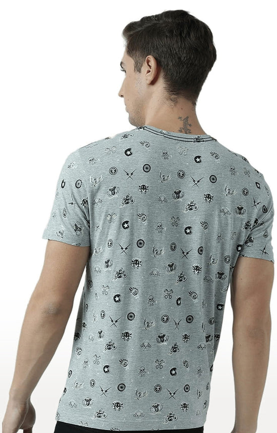 Huetrap Grey Mens Short Sleeve Graphic Printed Tshirt-HT17MKGRAGML00640