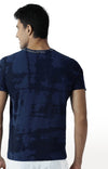 Huetrap Blue Mens Short Sleeve Graphic Printed Tshirt-HT16MKGRALNY00413