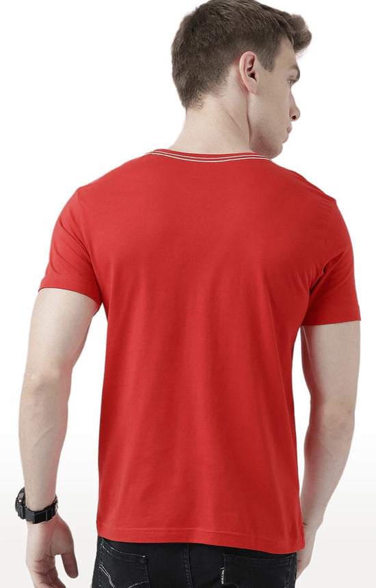 Huetrap Red Mens Short Sleeve Graphic Printed Tshirt-HT17MKGRARED01115