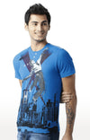 Huetrap Blue Mens Short Sleeve Graphic Printed Tshirt-HT15MKGRASUR00124