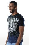 Huetrap Blue Mens Short Sleeve Graphic Printed Tshirt-HT12MKGRALNY00055