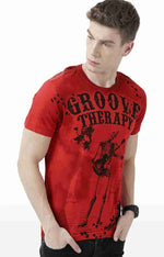 Huetrap Red Mens Short Sleeve Graphic Printed Tshirt-HT17MKGRARED00310