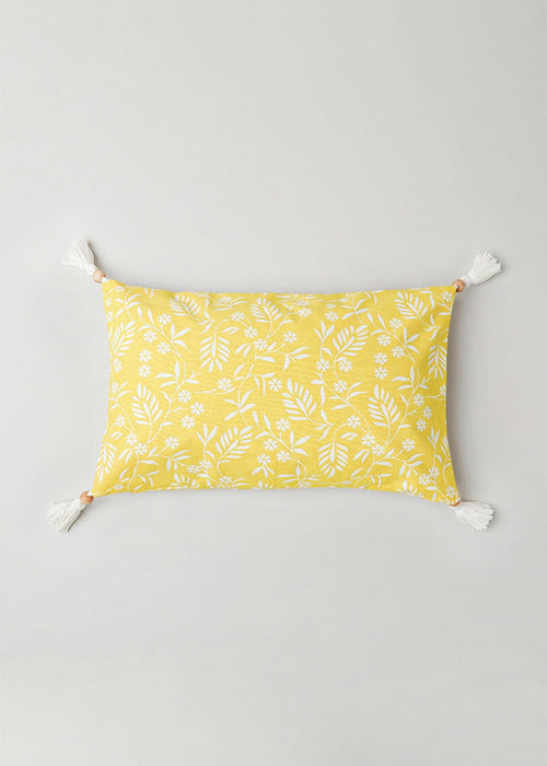 Yellow Daisy 100% cotton floral cushion cover for sofa - Yellow-230456114