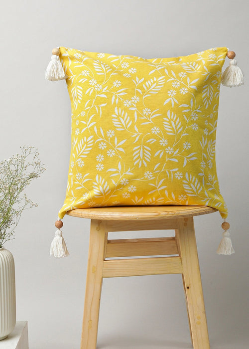 Yellow Daisy 100% cotton floral cushion cover for sofa - Yellow-230451114