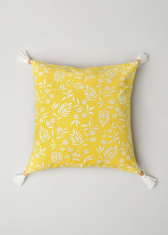 Yellow Daisy 100% cotton floral cushion cover for sofa - Yellow-230454114