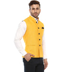 Hangup Men Standard Solid Men's Indian Wear-YellowMagicCardNehru