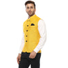 Hangup Men Standard Solid Men's Indian Wear-YellowRoyalManNehruCurve