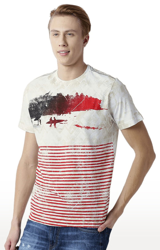 Huetrap White Mens Short Sleeve Graphic Printed Tshirt-HT15MKGRAOFW00137