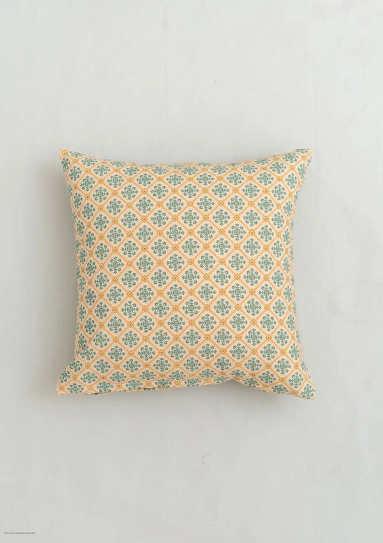 Yura 100% cotton geometric cushion cover for sofa - Aqua blue-240456011