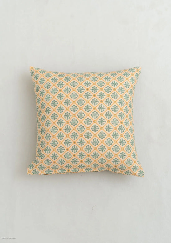 Yura 100% cotton geometric cushion cover for sofa - Aqua blue-240455011