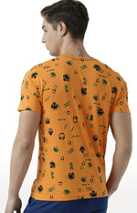 Huetrap Orange Mens Short Sleeve Graphic Printed Tshirt-HT17MKGRABZO01048