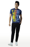 Huetrap Blue Mens Short Sleeve Graphic Printed Tshirt-HT15MKGRALNY00018