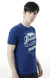 Huetrap Blue Mens Short Sleeve Graphic Printed Tshirt-HT17MKGRALNY01140