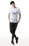 Huetrap White Mens Short Sleeve Graphic Printed Tshirt-HT16MKGRAWHT00388