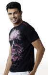 Huetrap Black Mens Short Sleeve Graphic Printed Tshirt-HT15MKGRABLK00056