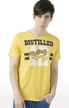 Huetrap Yellow Mens Short Sleeve Graphic Printed Tshirt-HT17MKGRAYLW01093