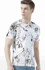 Huetrap White Mens Short Sleeve Graphic Printed Tshirt-HT17MKGRAWHT00683