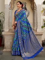 Saree Mall Women's Tussar  Blue Printed Designer Saree With Blouse Piece-ZARIBNRSI1005