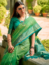 Saree Mall Women's  Blend Green Woven Design Designer Saree With Blouse Piece-ZILMIL390001