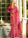 Saree Mall Women's  Blend Pink Woven Design Designer Saree With Blouse Piece-ZILMIL390002