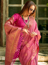 Saree Mall Women's  Blend Pink Woven Design Designer Saree With Blouse Piece-ZILMIL390002