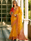 Saree Mall Women's  Blend Yellow Woven Design Designer Saree With Blouse Piece-ZILMIL390003