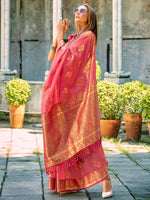 Saree Mall Women's  Blend Pink Woven Design Designer Saree With Blouse Piece-ZILMIL390004