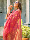 Saree Mall Women's  Blend Pink Woven Design Designer Saree With Blouse Piece-ZILMIL390004