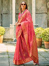 Saree Mall Women's  Blend Pink Woven Design Designer Saree With Blouse Piece-ZILMIL390004