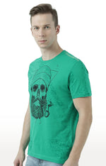 Huetrap Green Mens Short Sleeve Graphic Printed Tshirt-HT17MKGRAGRE01057