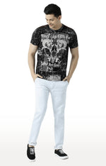 Huetrap Black Mens Short Sleeve Graphic Printed Tshirt-HT16MKGRABLK00439