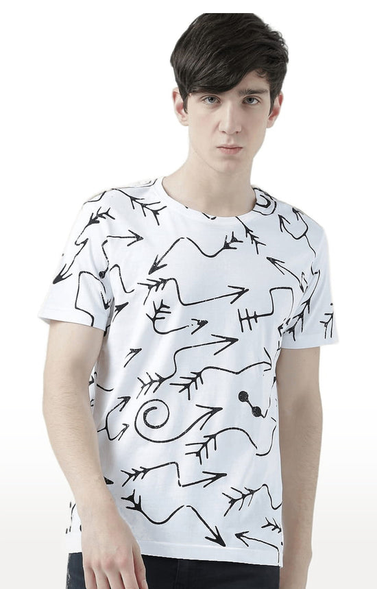 Huetrap White Mens Short Sleeve Graphic Printed Tshirt-HT17MKGRAWHT00806