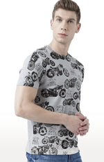 Huetrap Grey Mens Short Sleeve Graphic Printed Tshirt-HT17MKGRAGML00676