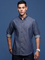 Men Solid Navy Blue Slim Fit Shirt-Zion-2872-Navyblue