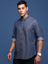 Men Solid Navy Blue Slim Fit Shirt-Zion-2872-Navyblue