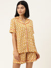 Shirt and Shorts Set in yellow elephant print