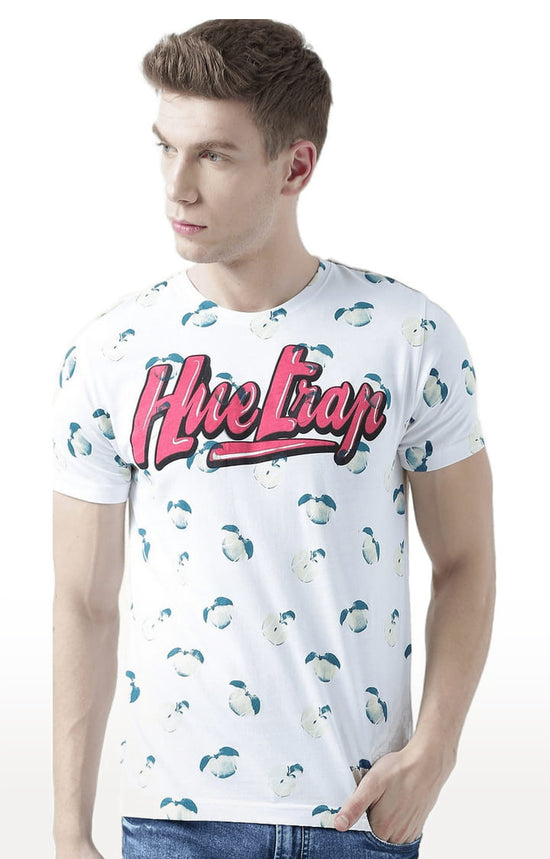 Huetrap White Mens Short Sleeve Graphic Printed Tshirt-HT17MKGRAWHT00704