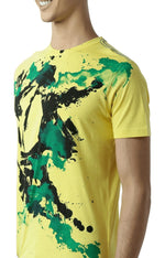 Huetrap Yellow Mens Short Sleeve Graphic Printed Tshirt-HT13MKGRAYLW00121